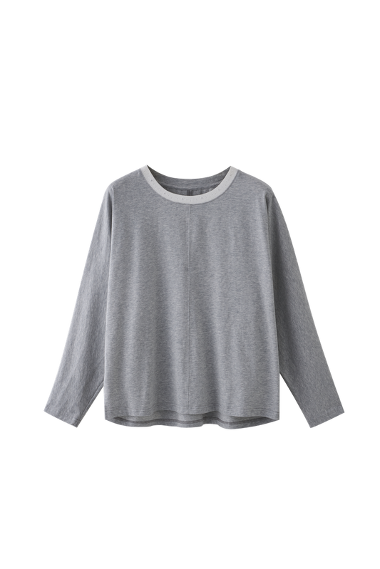 Contrast Collar Long-Sleeve T-Shirt