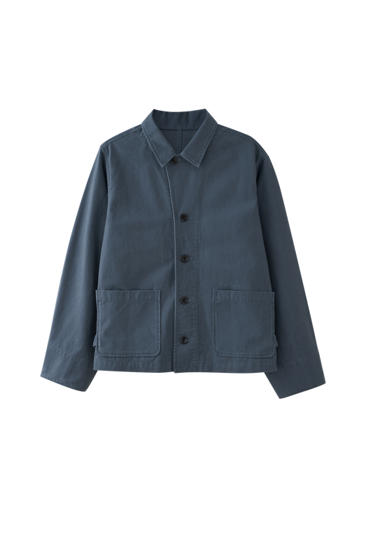 Washed Vintage Cotton Adjustable Hem Relaxed Cropped Jacket