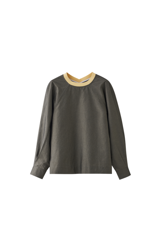 Contrast Collar Long-Sleeve Shirt