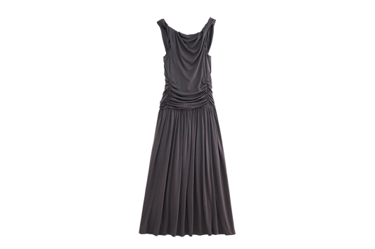 Draped Low-Waist Knit Dress